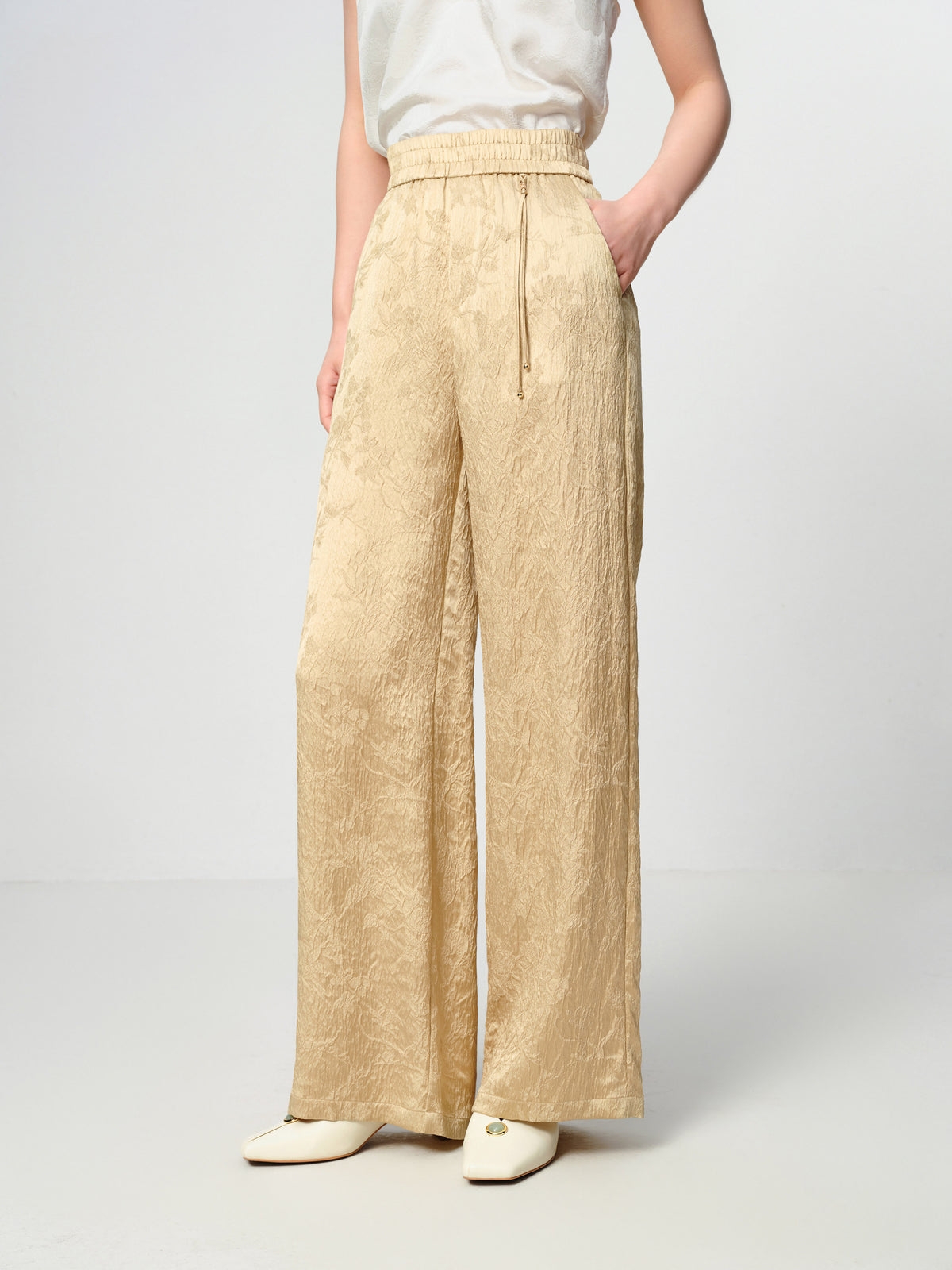 EP YAYING Mulberry Silk Wide-Leg Pants