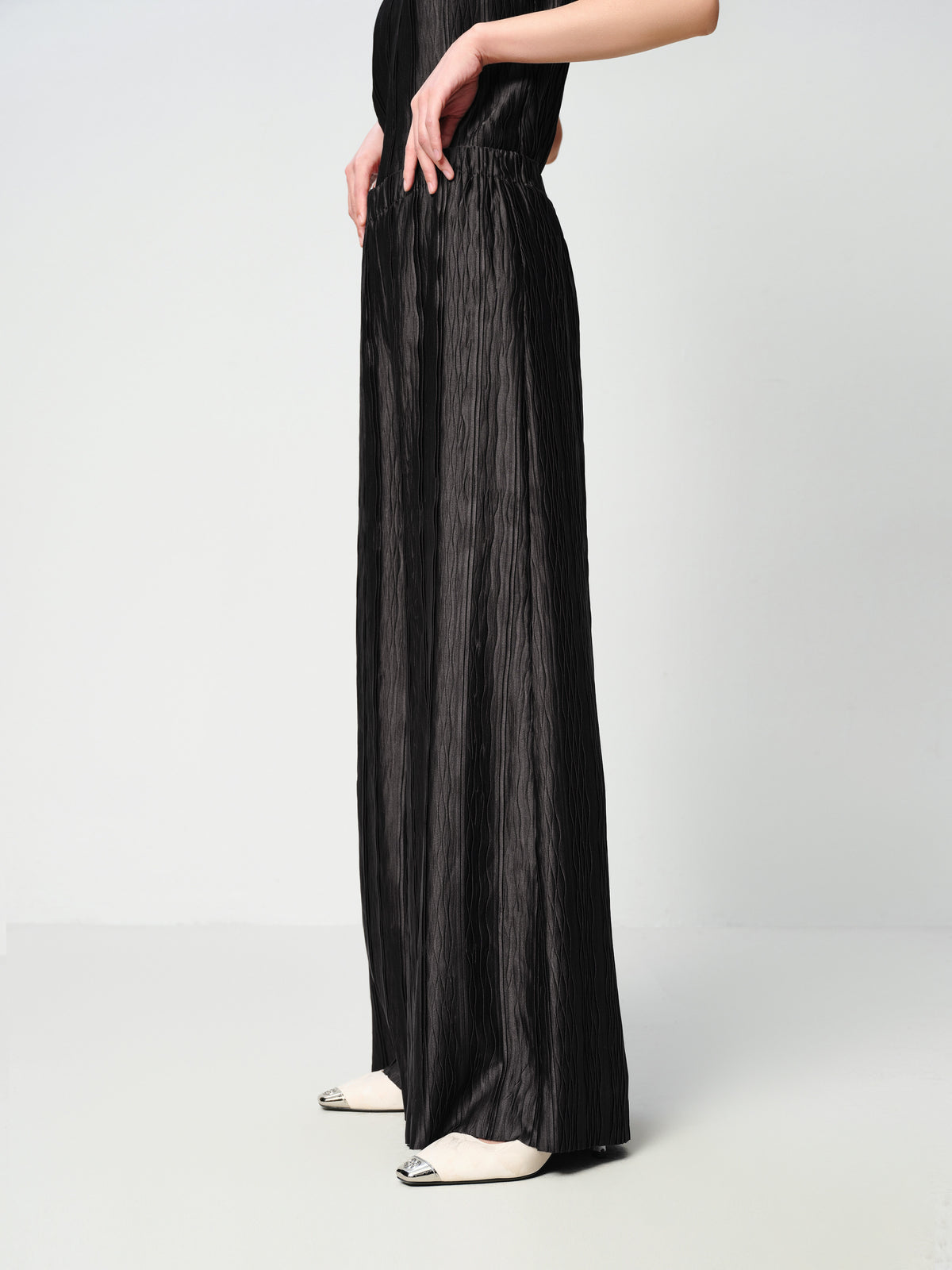 EP YAYING Black Relaxed-Fit Straight-Leg Pants Casual Pants
