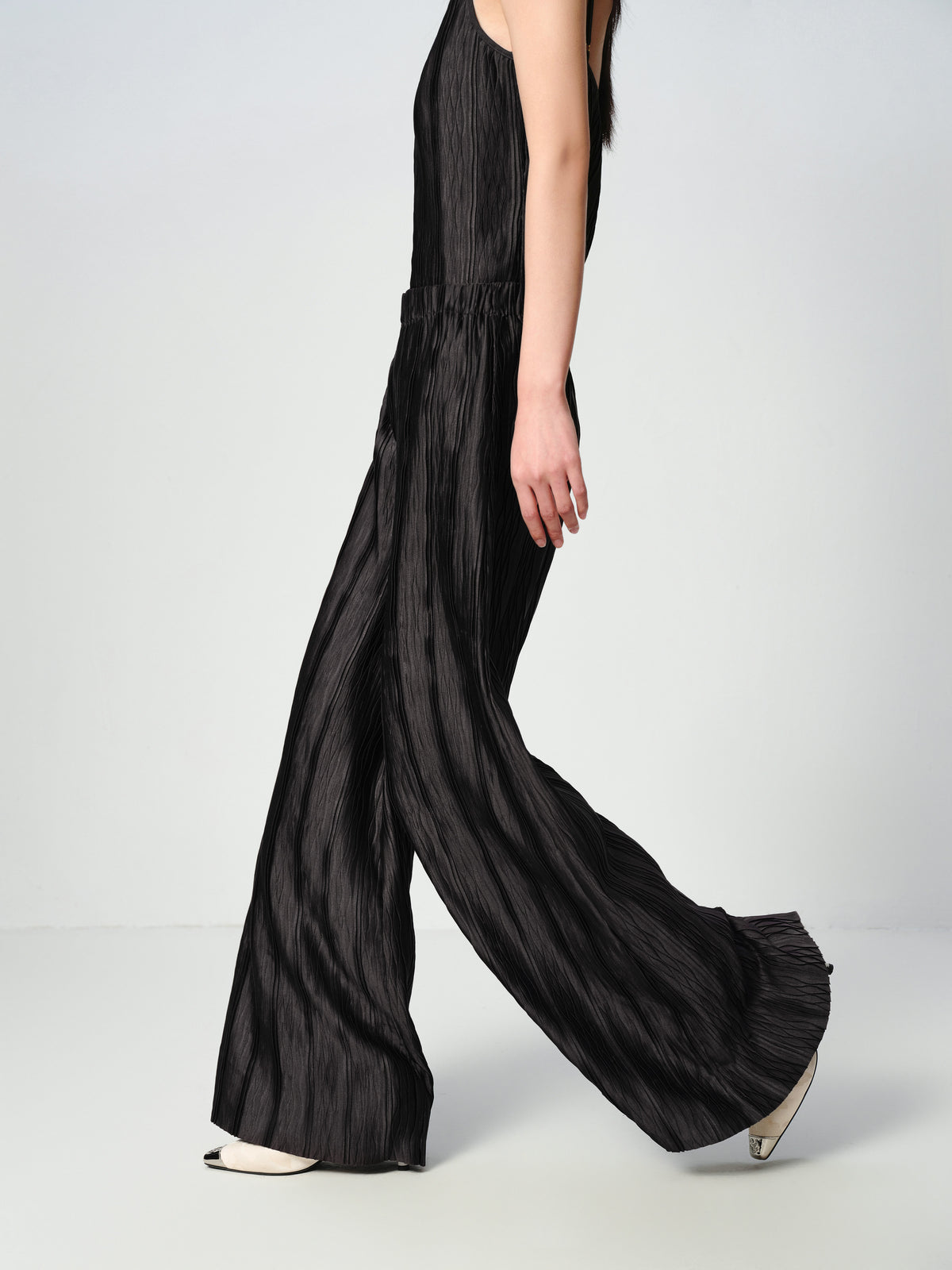 EP YAYING Black Relaxed-Fit Straight-Leg Pants Casual Pants