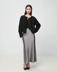 EP YAYING Blue Label Mulberry Silk Wool Jacquard Frog Button Jacket