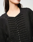 EP YAYING Blue Label Mulberry Silk Wool Jacquard Frog Button Jacket