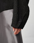 EP YAYING Blue Label Mulberry Silk Wool Jacquard Frog Button Jacket