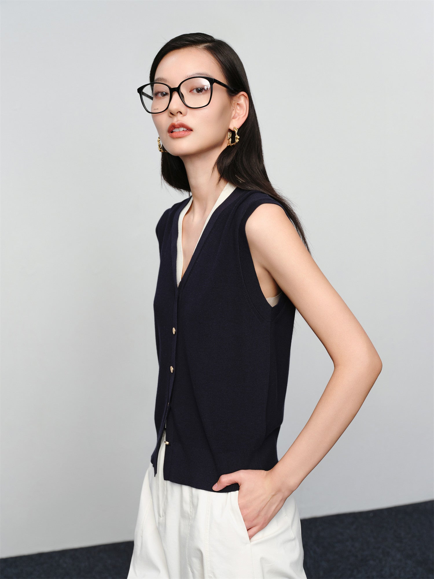 EP YAYING Cotton-Blend Knit Vest EGKET9015AZ