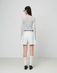 EP YAYING Slim round neck knit base sweater- Gray