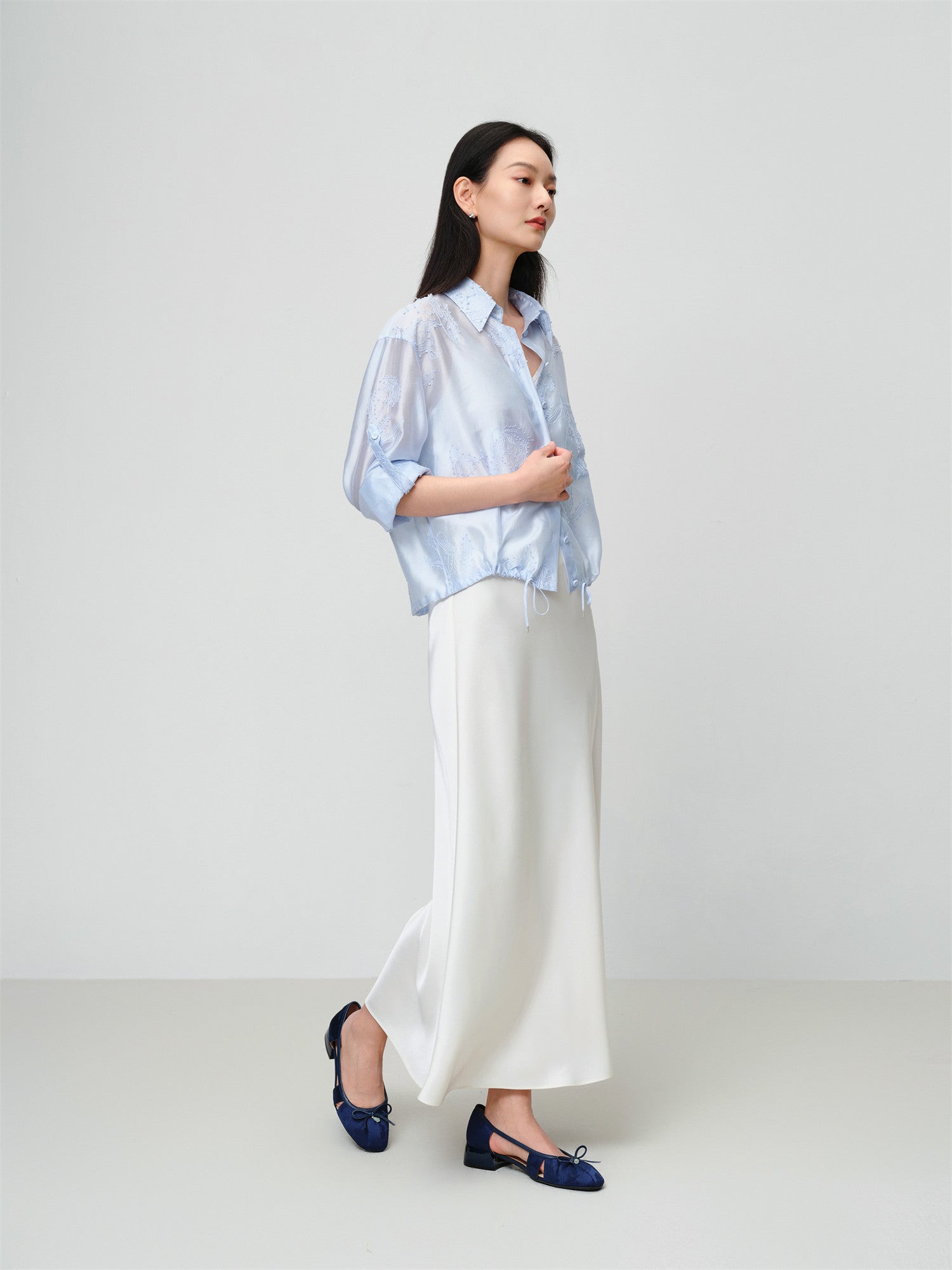 EP YAYING Jacquard Loose Minimalist Shirt EGKEA2120AB