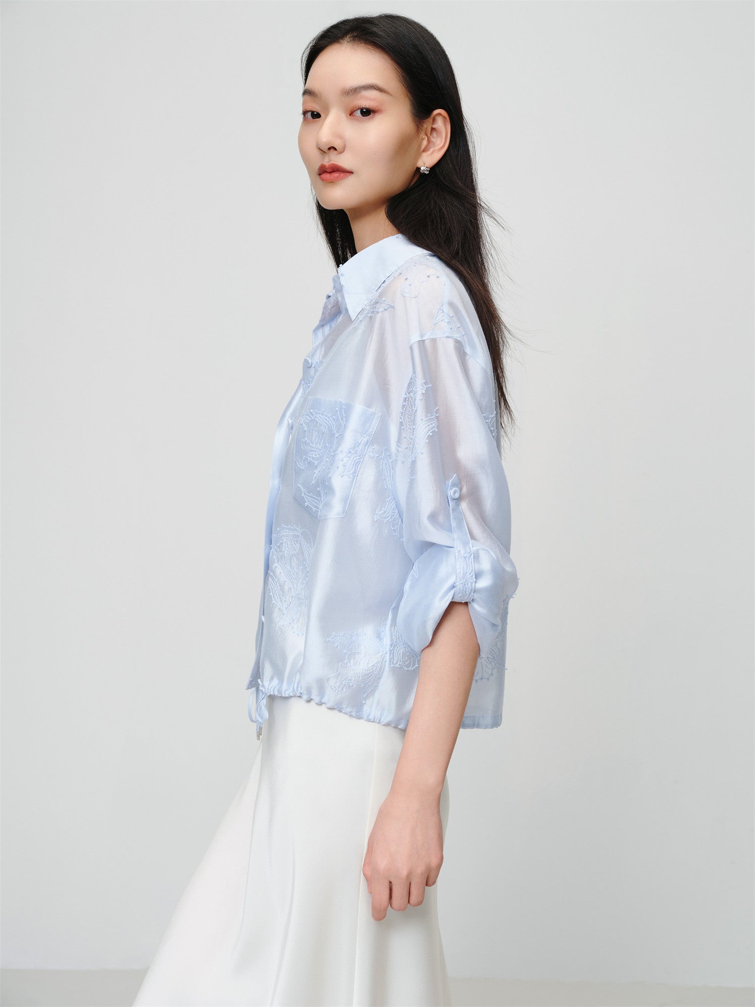 EP YAYING Jacquard Loose Minimalist Shirt EGKEA2120AB