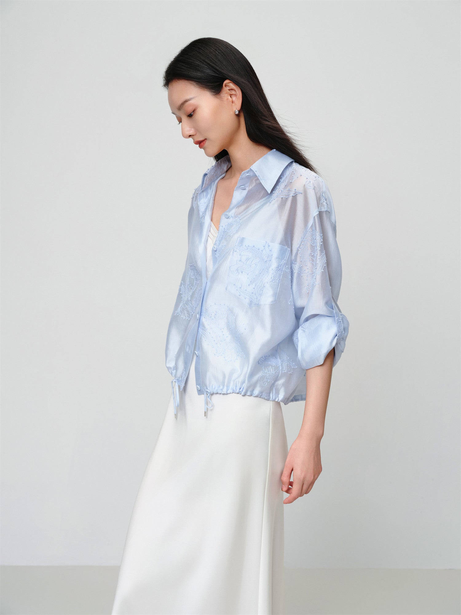 EP YAYING Jacquard Loose Minimalist Shirt EGKEA2120AB