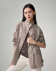 EP YAYING Wool Blend Stand Collar Jacket