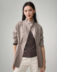 EP YAYING Wool Blend Stand Collar Jacket