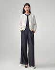 EP YAYING Soft Warm Pure Wool Floral Knitted Top