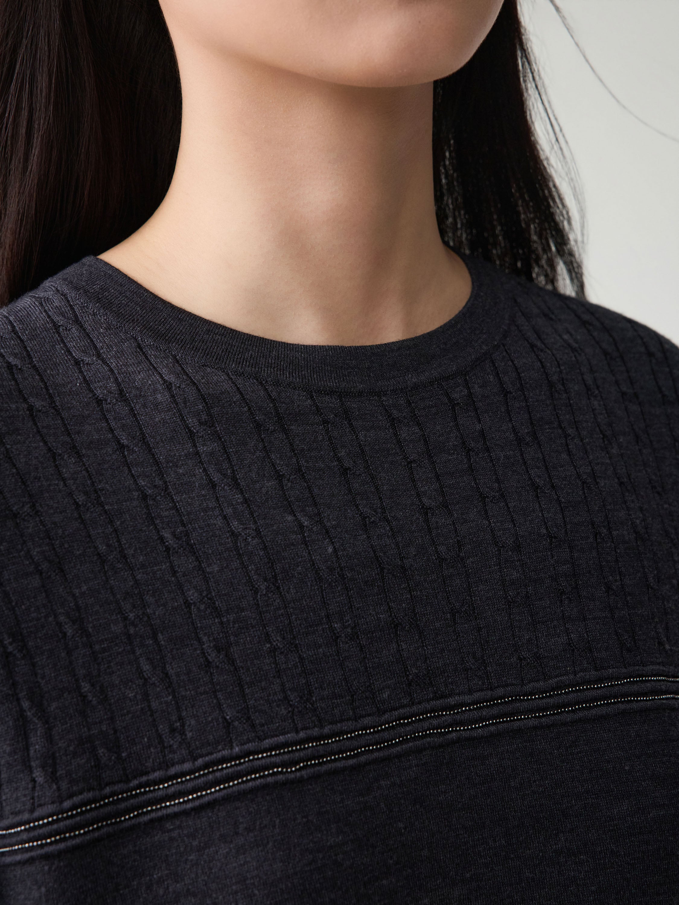 EP YAYING Soft Warm Pure Wool Floral Knitted Top