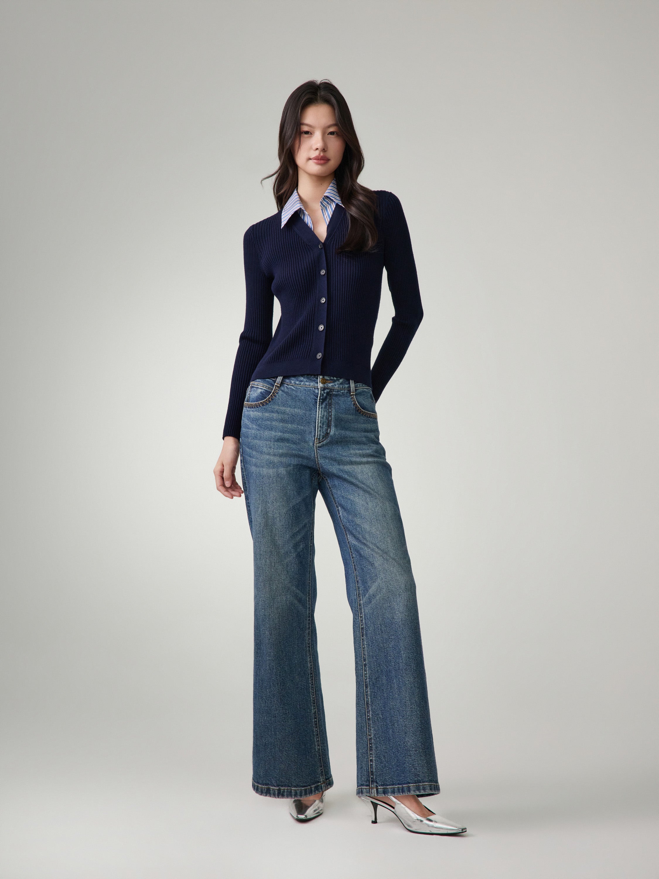 EP YAYING Washed Cotton Denim Jeans