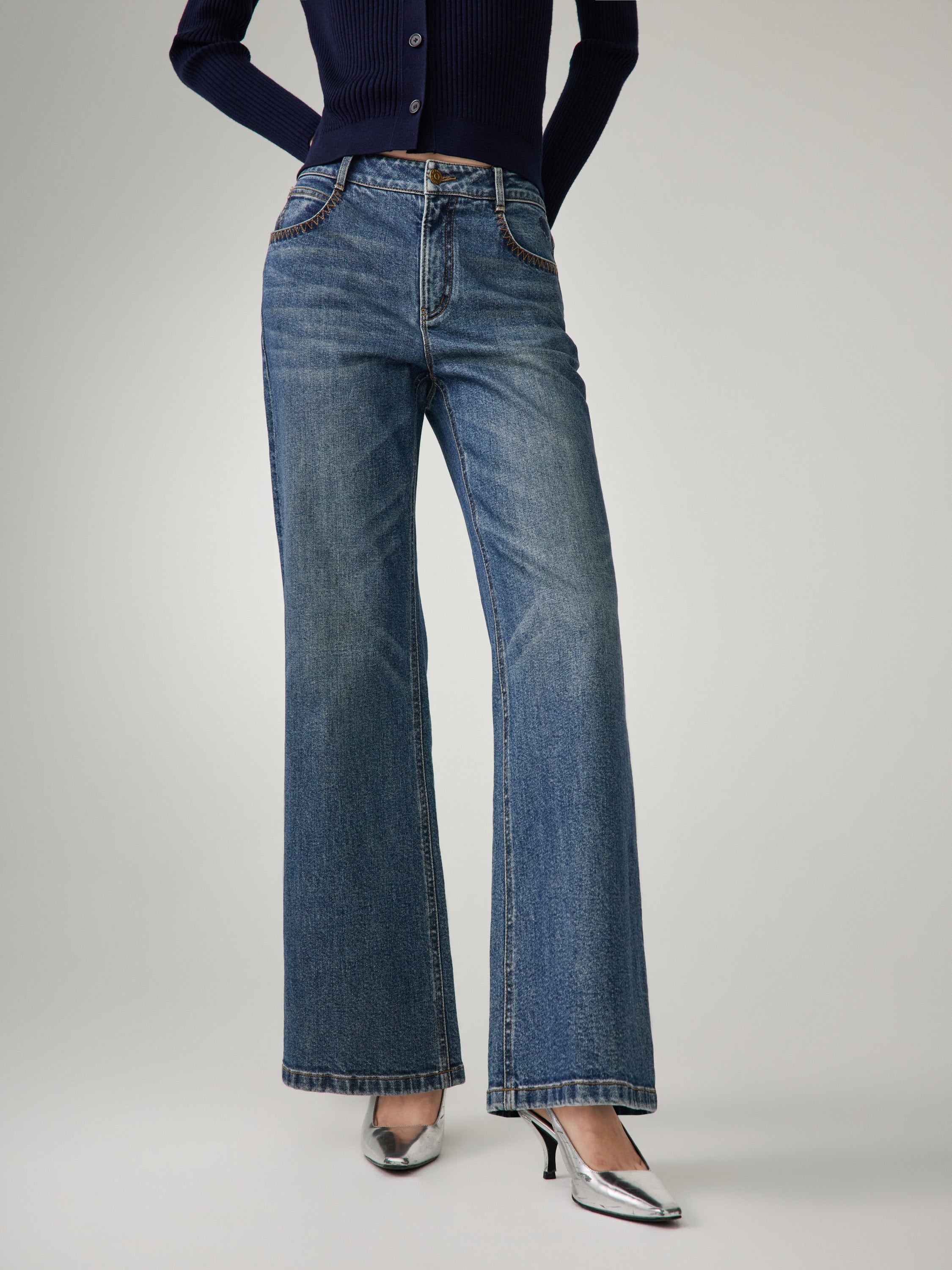 EP YAYING Washed Cotton Denim Jeans