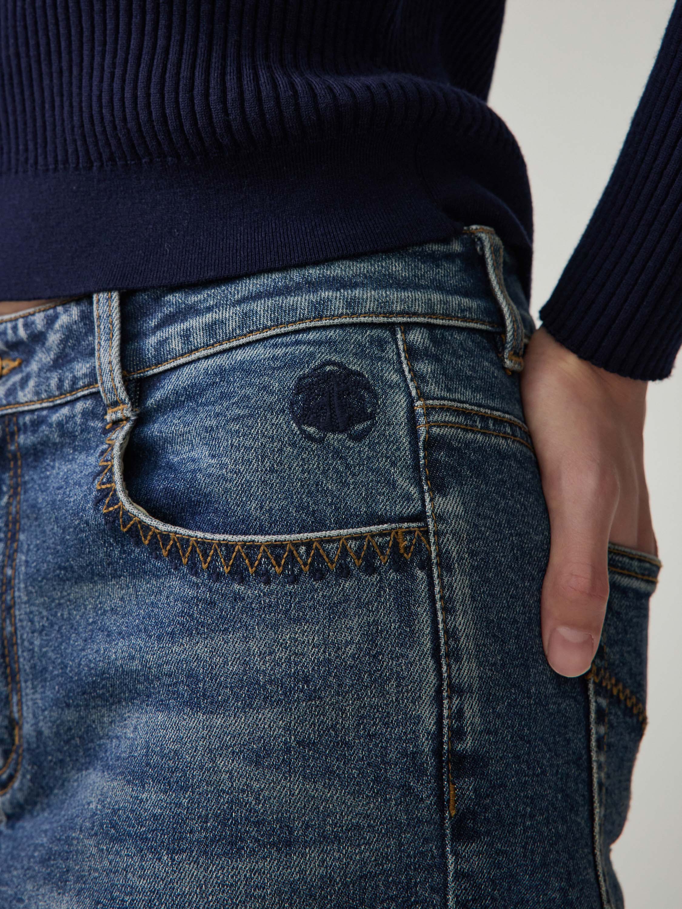 EP YAYING Washed Cotton Denim Jeans