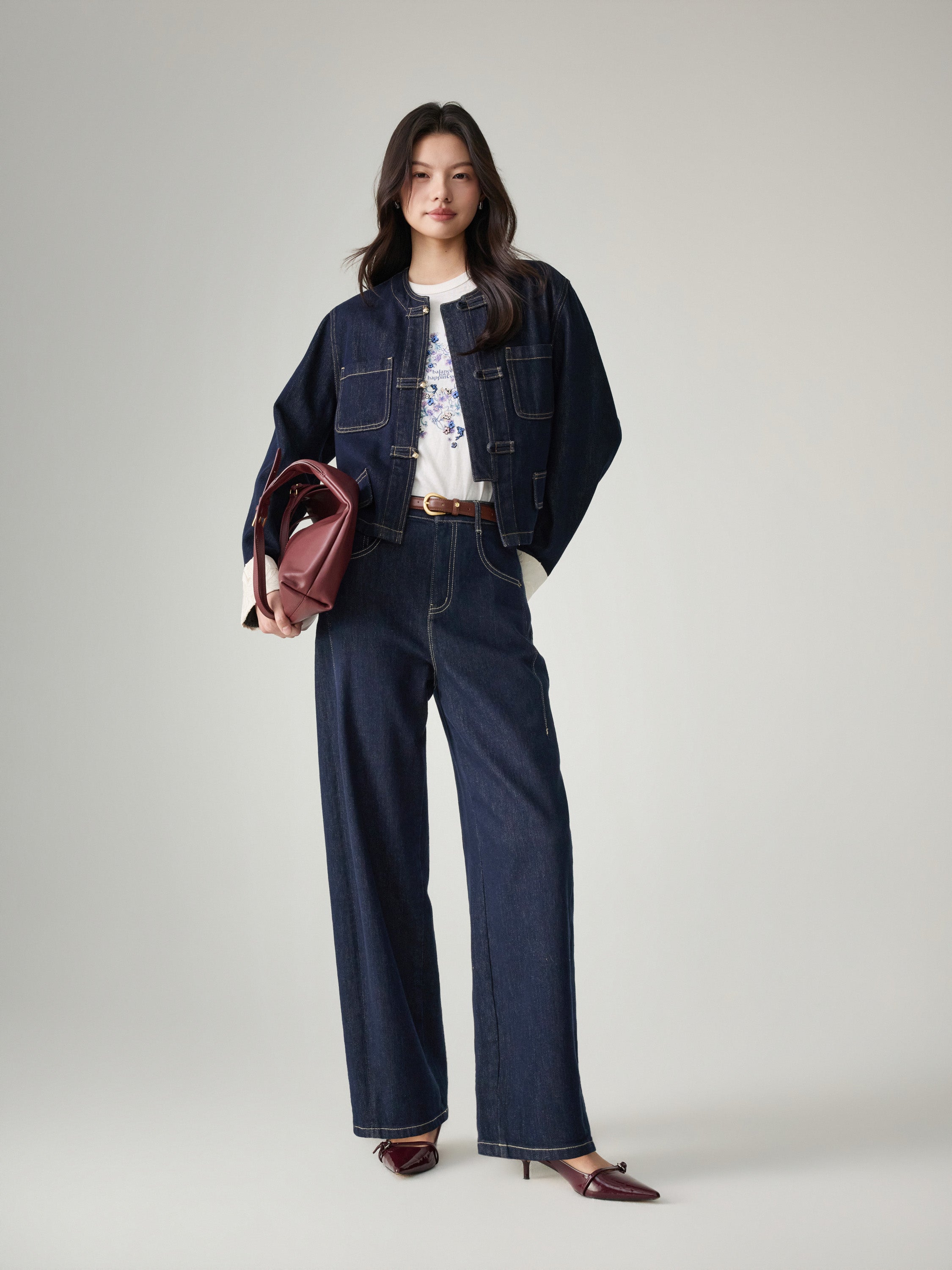 EP YAYING High-Waisted Straight Leg Jeans