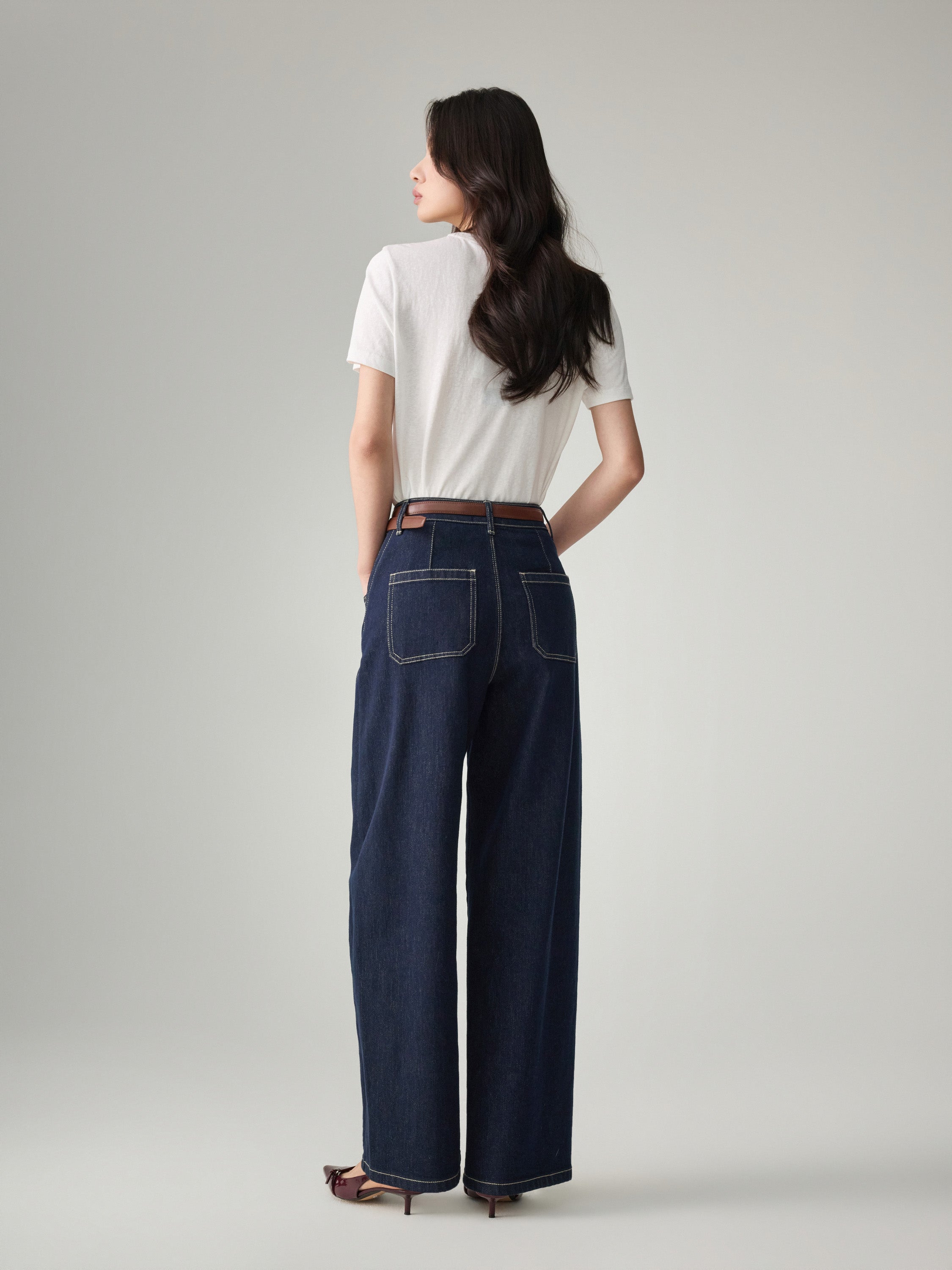 EP YAYING High-Waisted Straight Leg Jeans