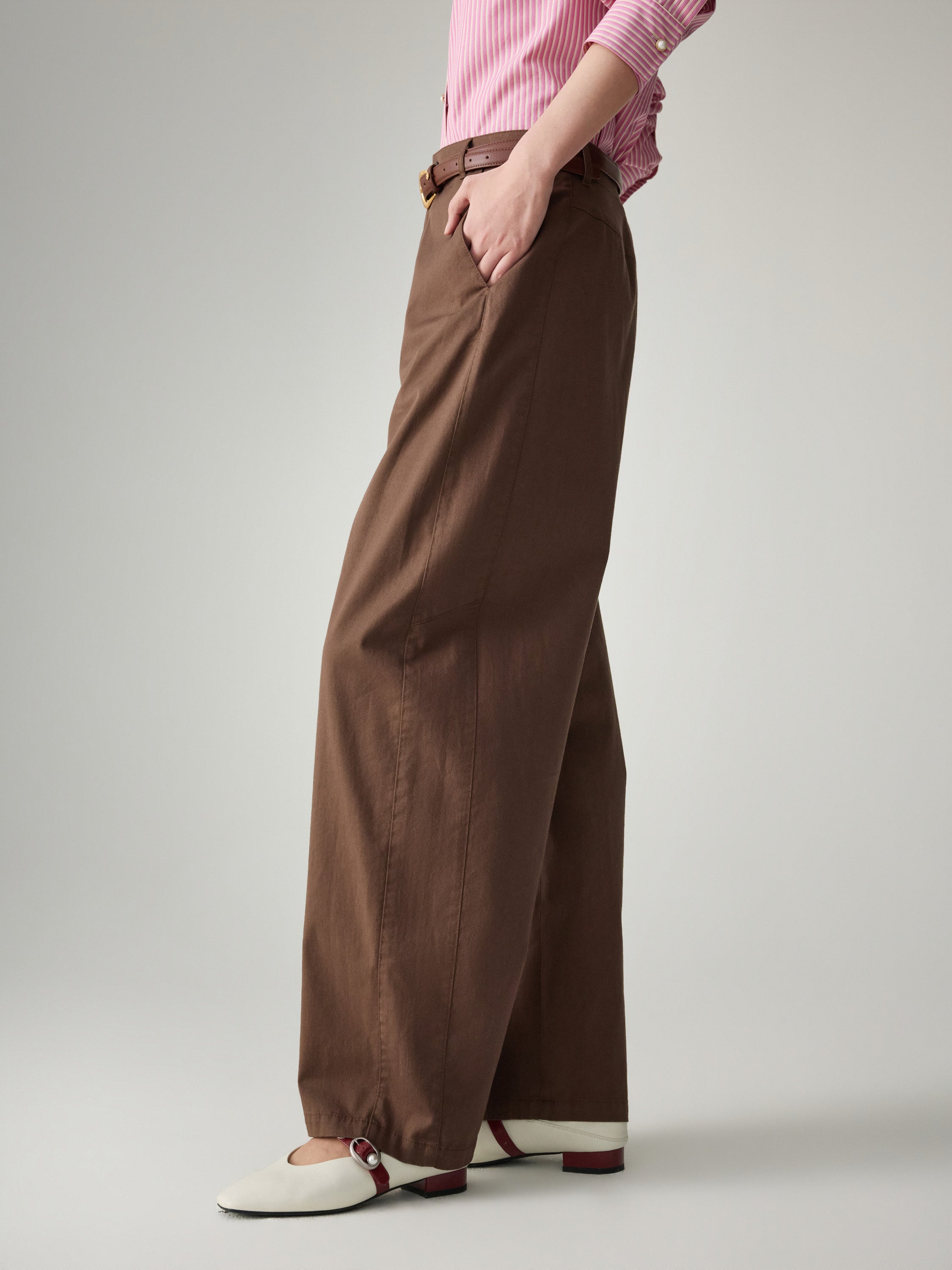 EP YAYING Cotton Wide-leg Pants