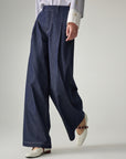 EP YAYING Relaxed High-Waisted Denim Straight-Leg Pants