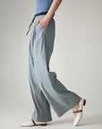 EP YAYING Cotton Check Pleated Wide Leg Pants