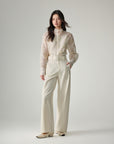 EP YAYING White Stretchy Wool Knit Trousers
