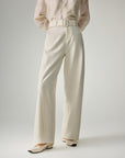 EP YAYING White Stretchy Wool Knit Trousers