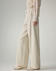 EP YAYING White Stretchy Wool Knit Trousers