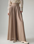 EP YAYING Silk Lined Wool Wide Leg Pants
