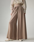 EP YAYING Silk Lined Wool Wide Leg Pants