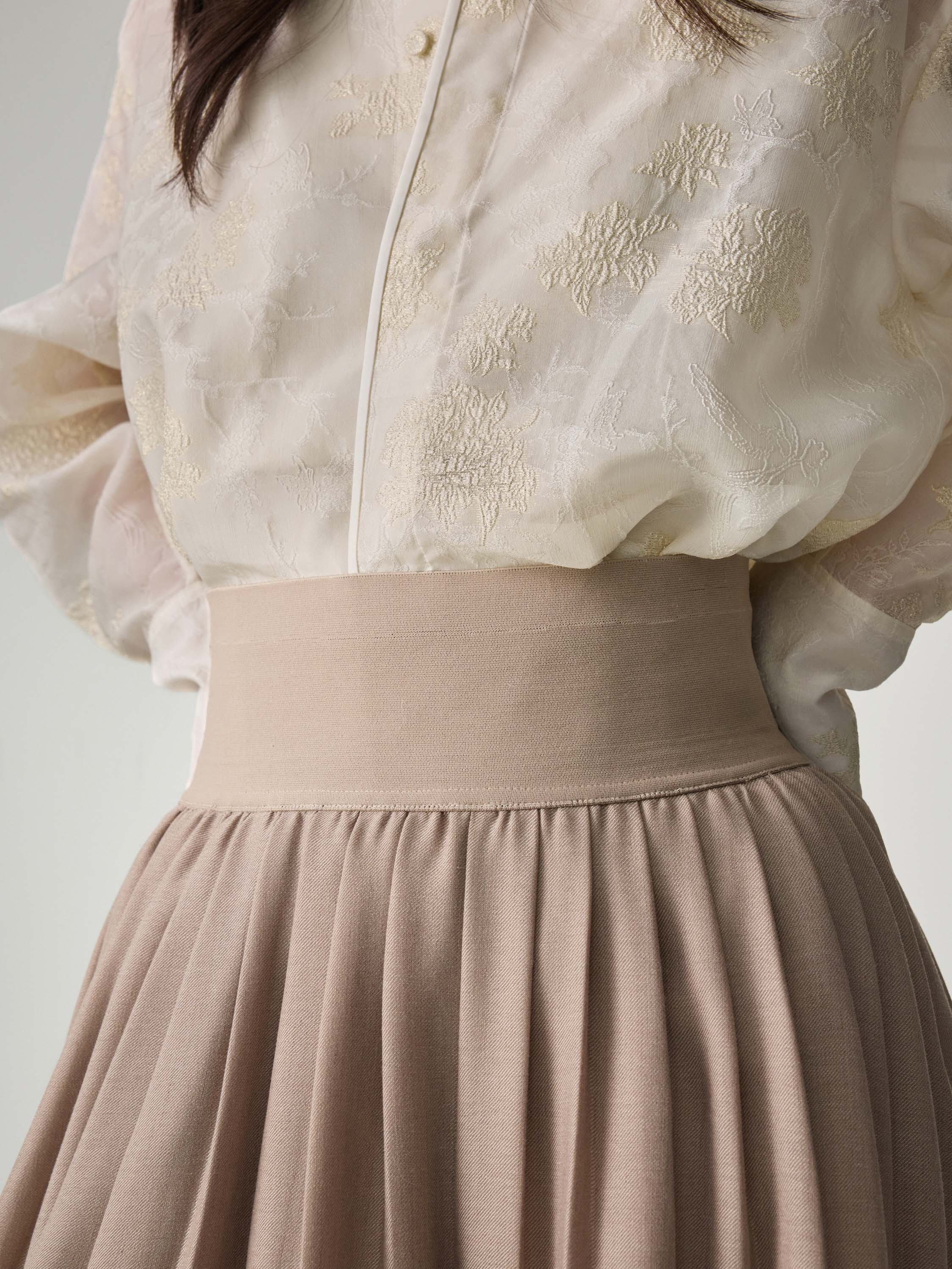 EP YAYING Silk Lined Wool Wide Leg Pants