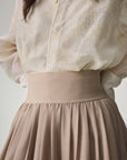 EP YAYING Silk Lined Wool Wide Leg Pants