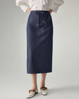 EP YAYING Cotton A-Line Midi Skirt