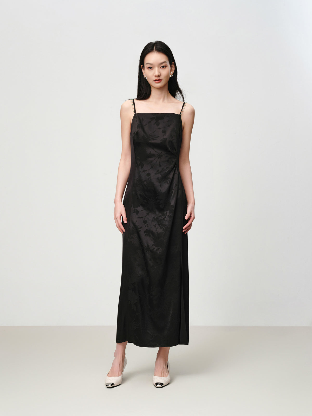 EP YAYING Elegant Mulberry Silk Jacquard Skirt Camisole Dress