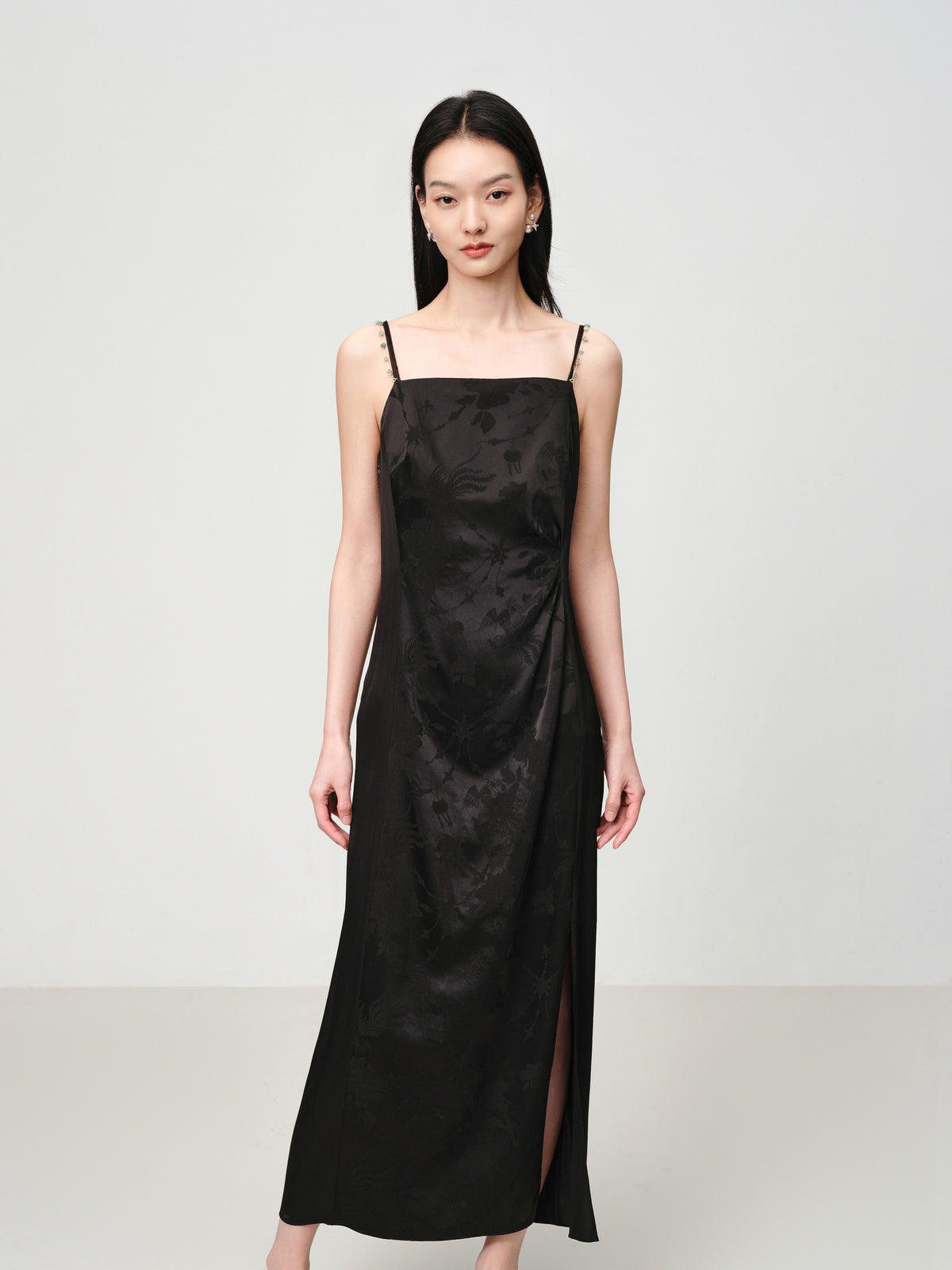 EP YAYING Elegant Mulberry Silk Jacquard Skirt Camisole Dress