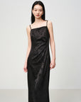 EP YAYING Elegant Mulberry Silk Jacquard Skirt Camisole Dress