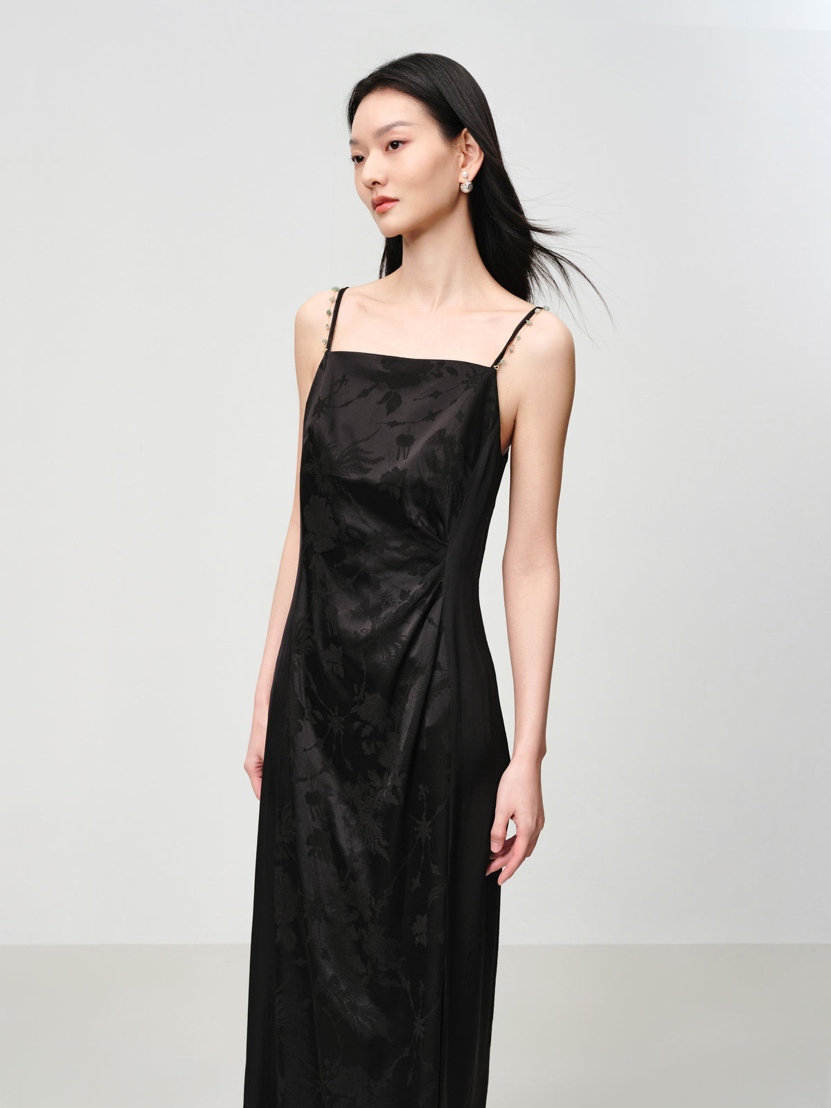 EP YAYING Elegant Mulberry Silk Jacquard Skirt Camisole Dress