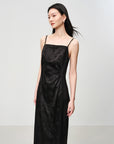 EP YAYING Elegant Mulberry Silk Jacquard Skirt Camisole Dress