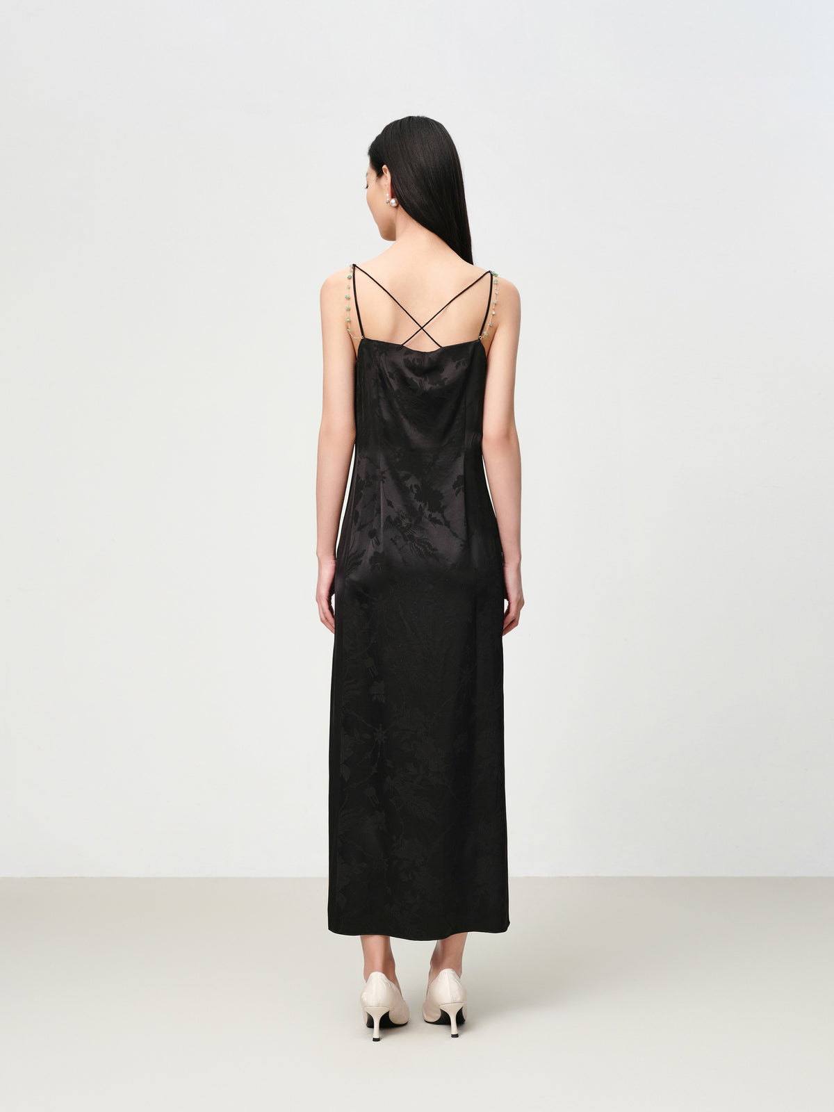 EP YAYING Elegant Mulberry Silk Jacquard Skirt Camisole Dress