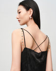 EP YAYING Elegant Mulberry Silk Jacquard Skirt Camisole Dress