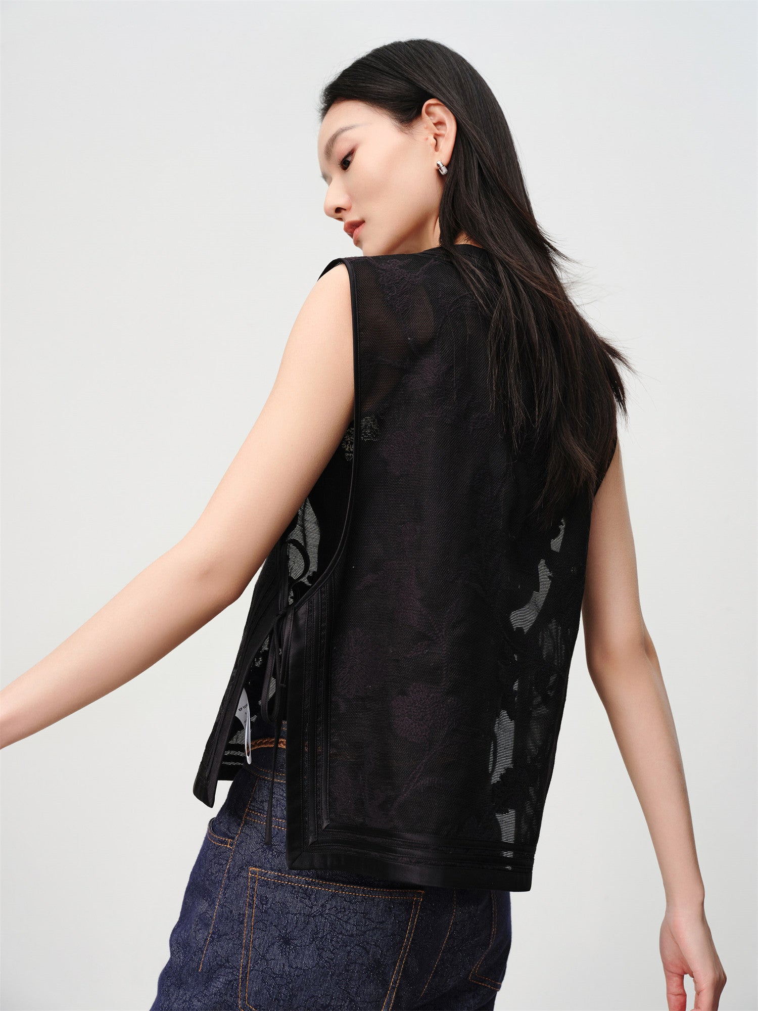 EP YAYING Silk-Cotton Jacquard Chinese Style Vest EGKES1038AH