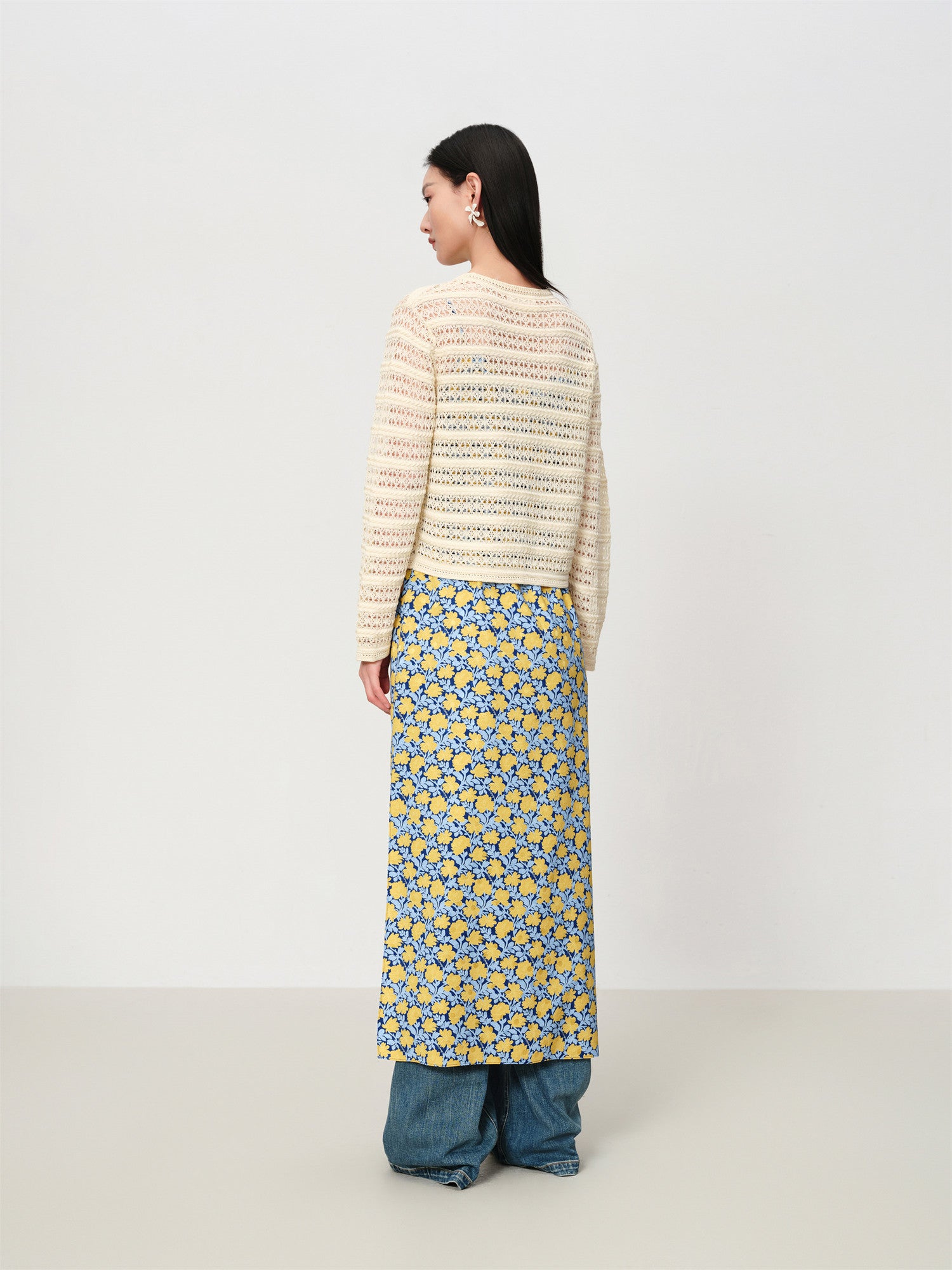 EP YAYING Hollow Textured Knit Cardigan EGKEC9121AM