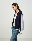 EP YAYING Knit-Panel Cropped Shirt EGKPC2247AZ