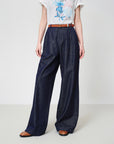 EP YAYING High-Waisted Textured Tencel-Linen Wide leg Jeans
