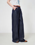 EP YAYING High-Waisted Textured Tencel-Linen Wide leg Jeans