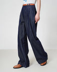 EP YAYING High-Waisted Textured Tencel-Linen Wide leg Jeans