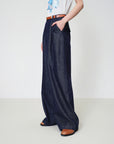 EP YAYING High-Waisted Textured Tencel-Linen Wide leg Jeans