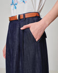 EP YAYING High-Waisted Textured Tencel-Linen Wide leg Jeans