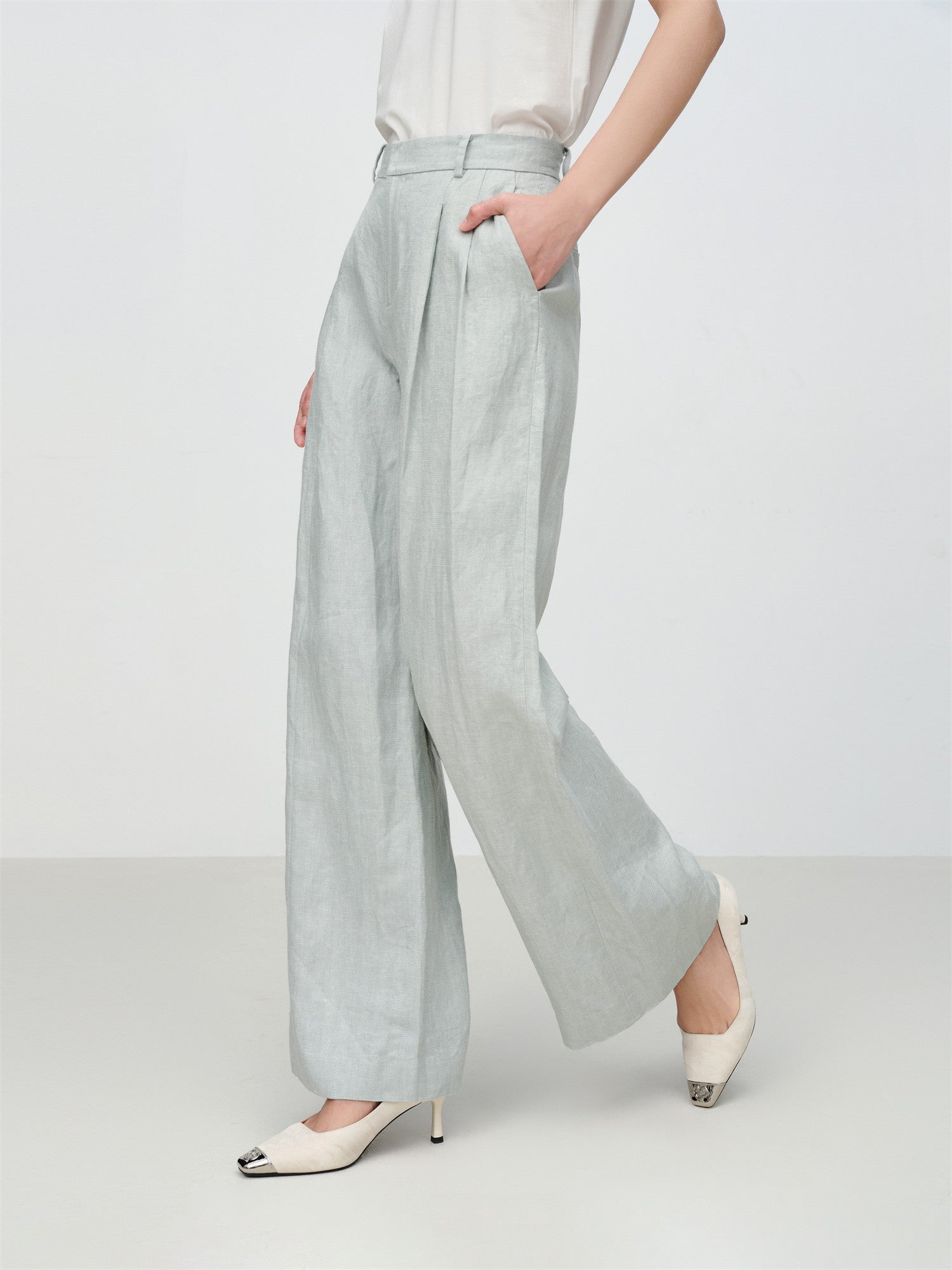 EP YAYING Loose Linen Straight-Leg Pants EGKEH6452AG