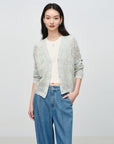 EP YAYING Hollow Fitted Knit Cardigan EGKEH9137AB