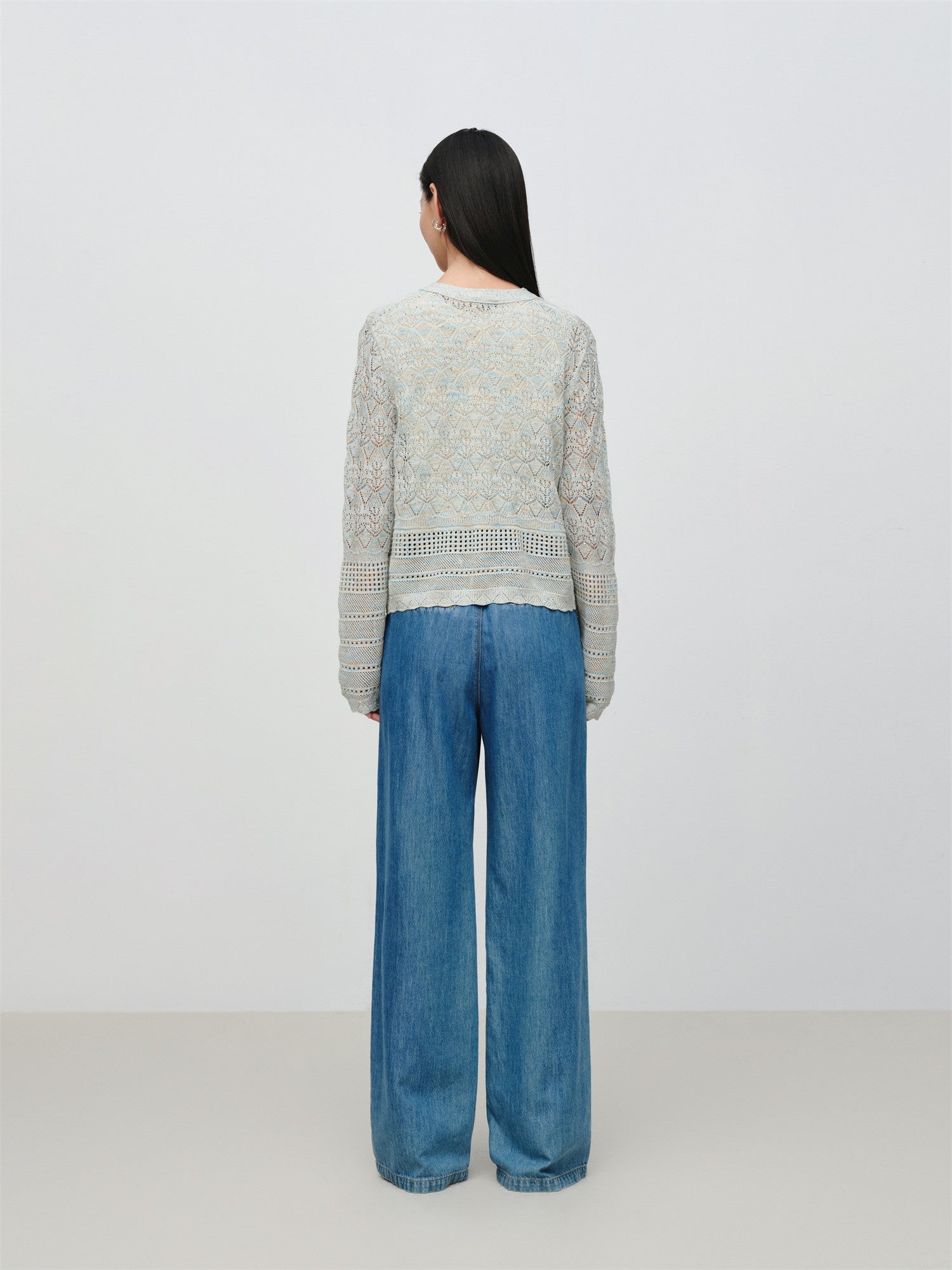 EP YAYING Hollow Fitted Knit Cardigan EGKEH9137AB