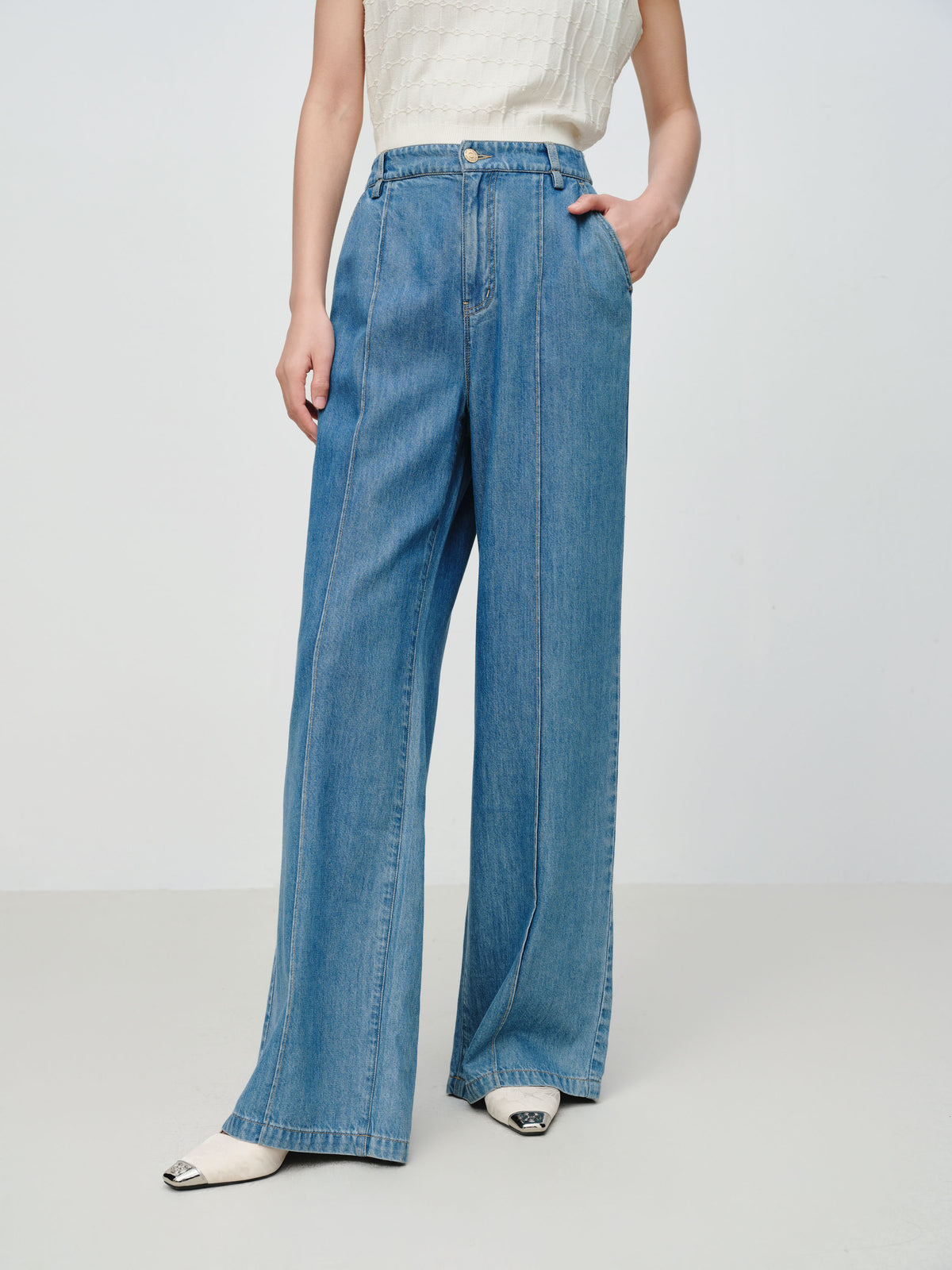 EP YAYING Designer Fluid TENCEL Straight-Leg Pants